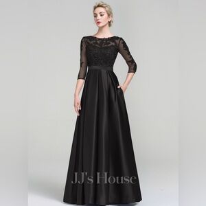 JJs House Elegant Black Maxi Dress with Lace